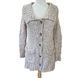 J Jill Wool Alpaca Long Button Cardigan Shawl Collar Grannycore Cottage Grunge-S